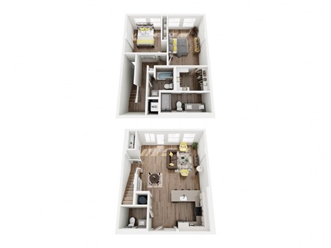 Floor plan for 2 beds, 2.5 baths, 1428 sqft
